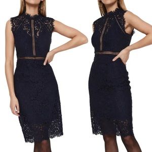 Bardot Lace Sheath Dress Navy Size Large